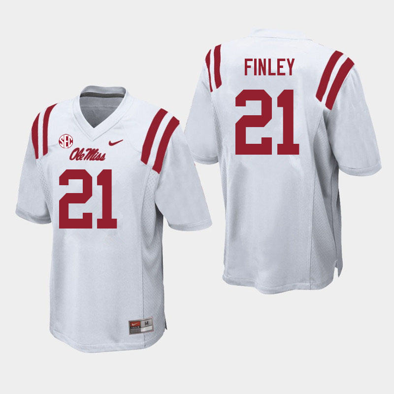 Men #21 AJ Finley Ole Miss Rebels College Football Jerseys Sale-White